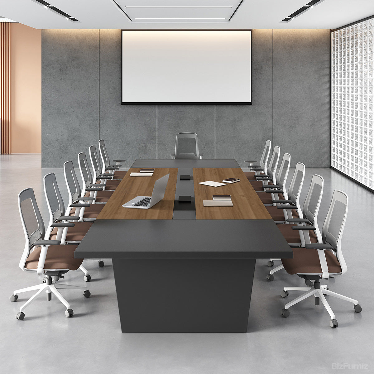 Modern Conference Table with Integrated Cable Box – Seats 6–12 product view 3