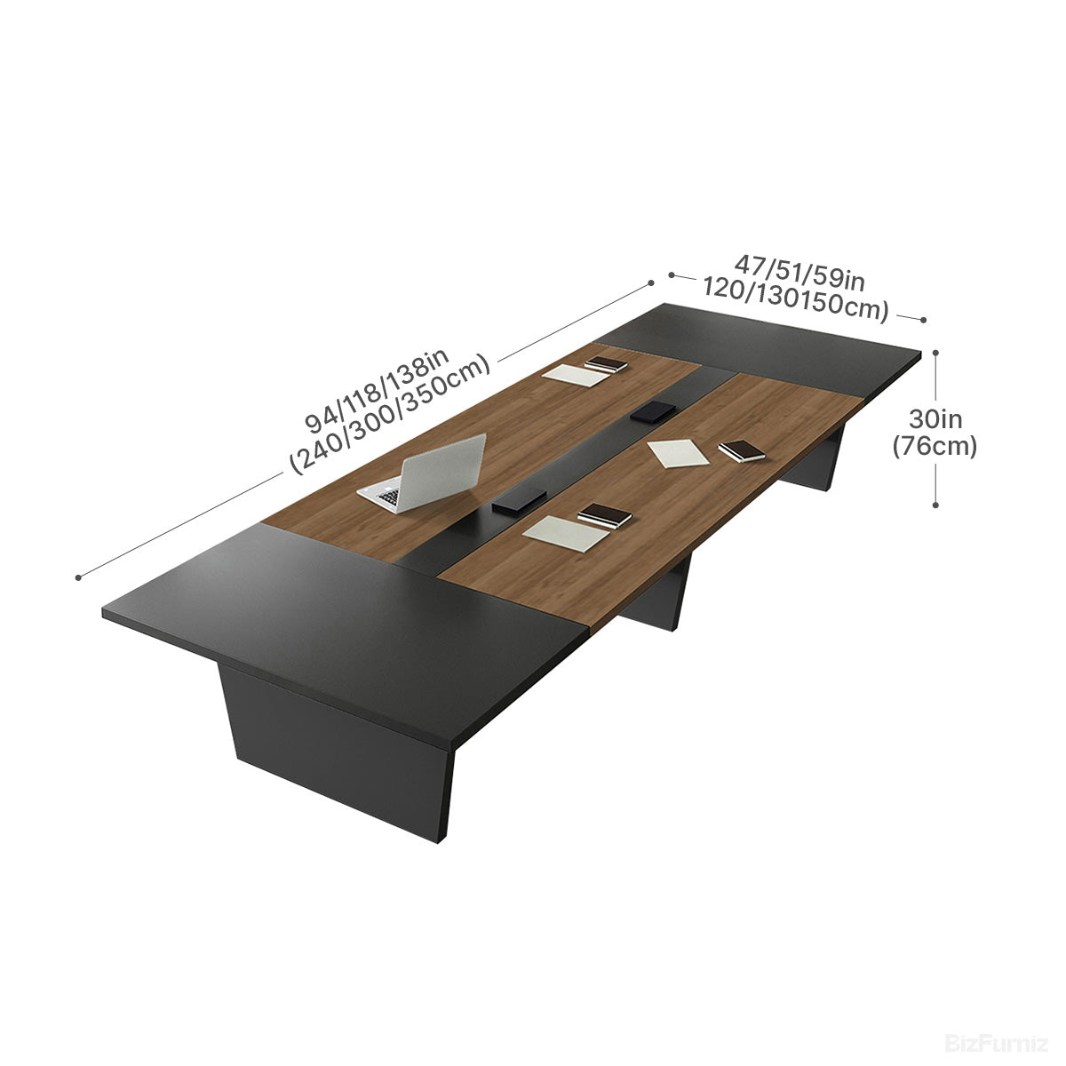 Modern Conference Table with Integrated Cable Box – Seats 6–12 product view 4