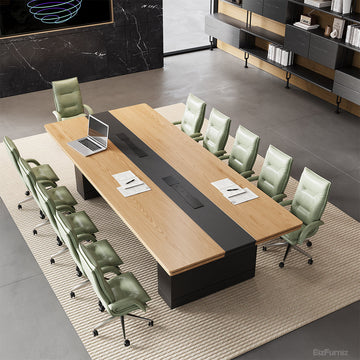 Modern Executive Conference Table with Integrated Power Management – Industrial Boardroom Table for modern office workspace