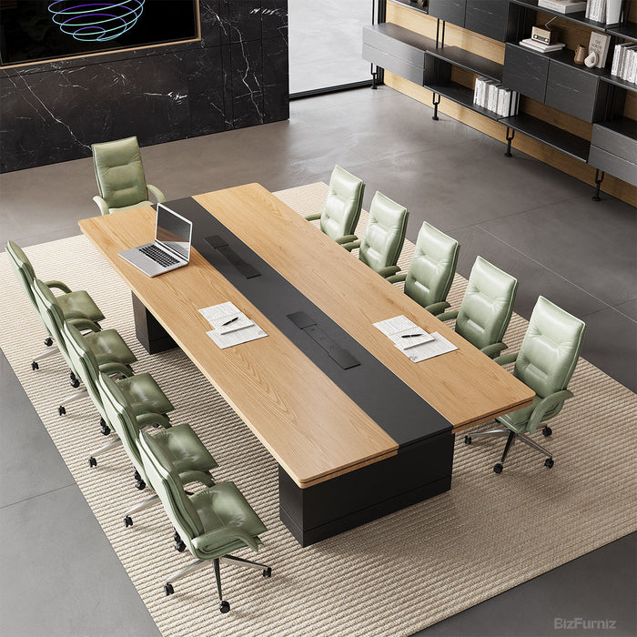 Modern Executive Conference Table with Integrated Power Management – Industrial Boardroom Table for modern office workspace