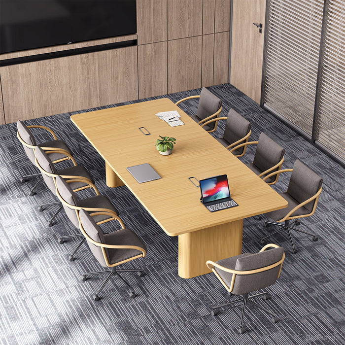 240cm Rectangular Conference Table for 6-8 People with Cable Management for Meetings for modern office workspace