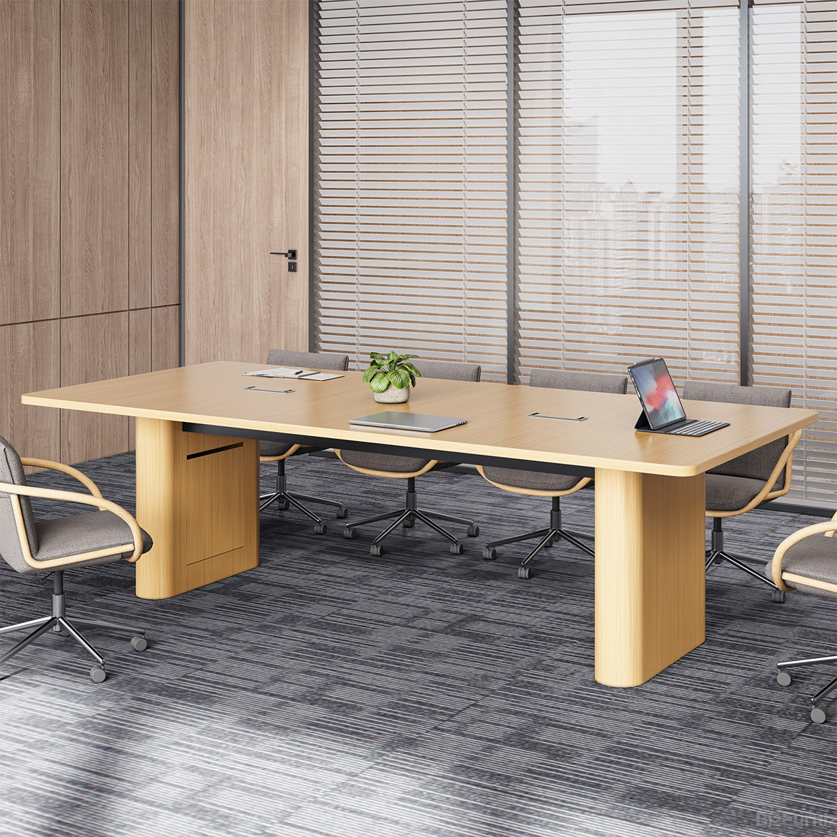 240cm Rectangular Conference Table for 6-8 People with Cable Management for Meetings and Training product view 2