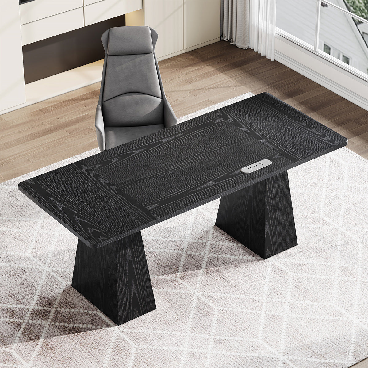 160cm Minimalist Wood Office Desk with Power Outlet for Workspaces/Home Offices product view 2