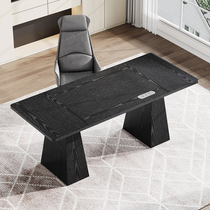 160cm Minimalist Wood Office Desk with Power Outlet for Workspaces/Home Offices product view 2