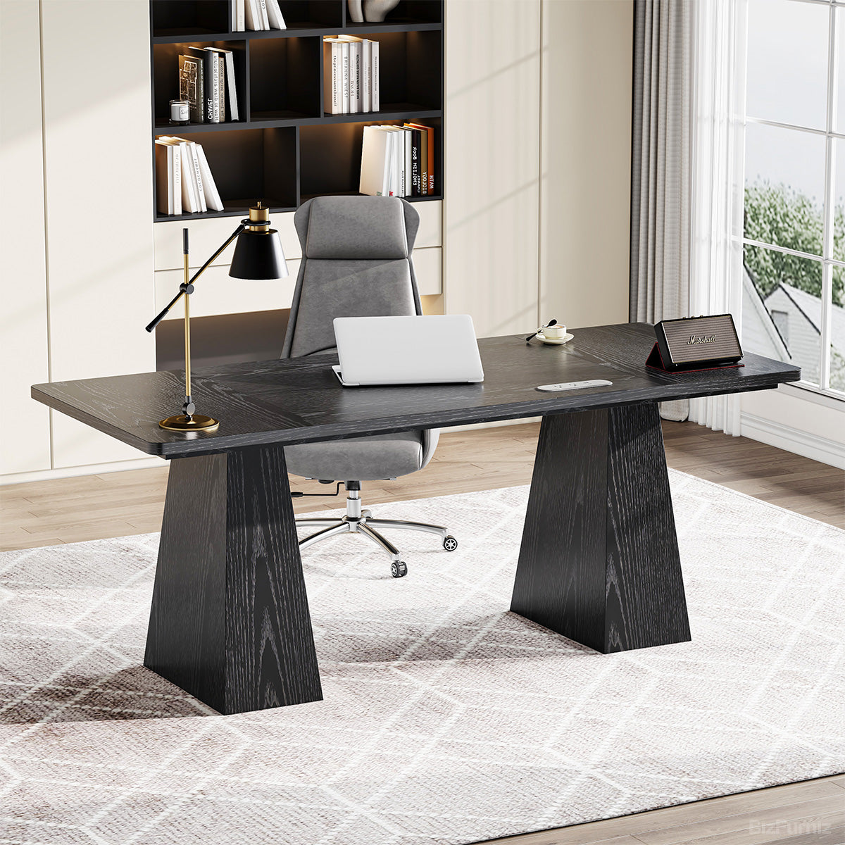 160cm Minimalist Wood Office Desk with Power Outlet for Workspaces/Home Offices product view 4