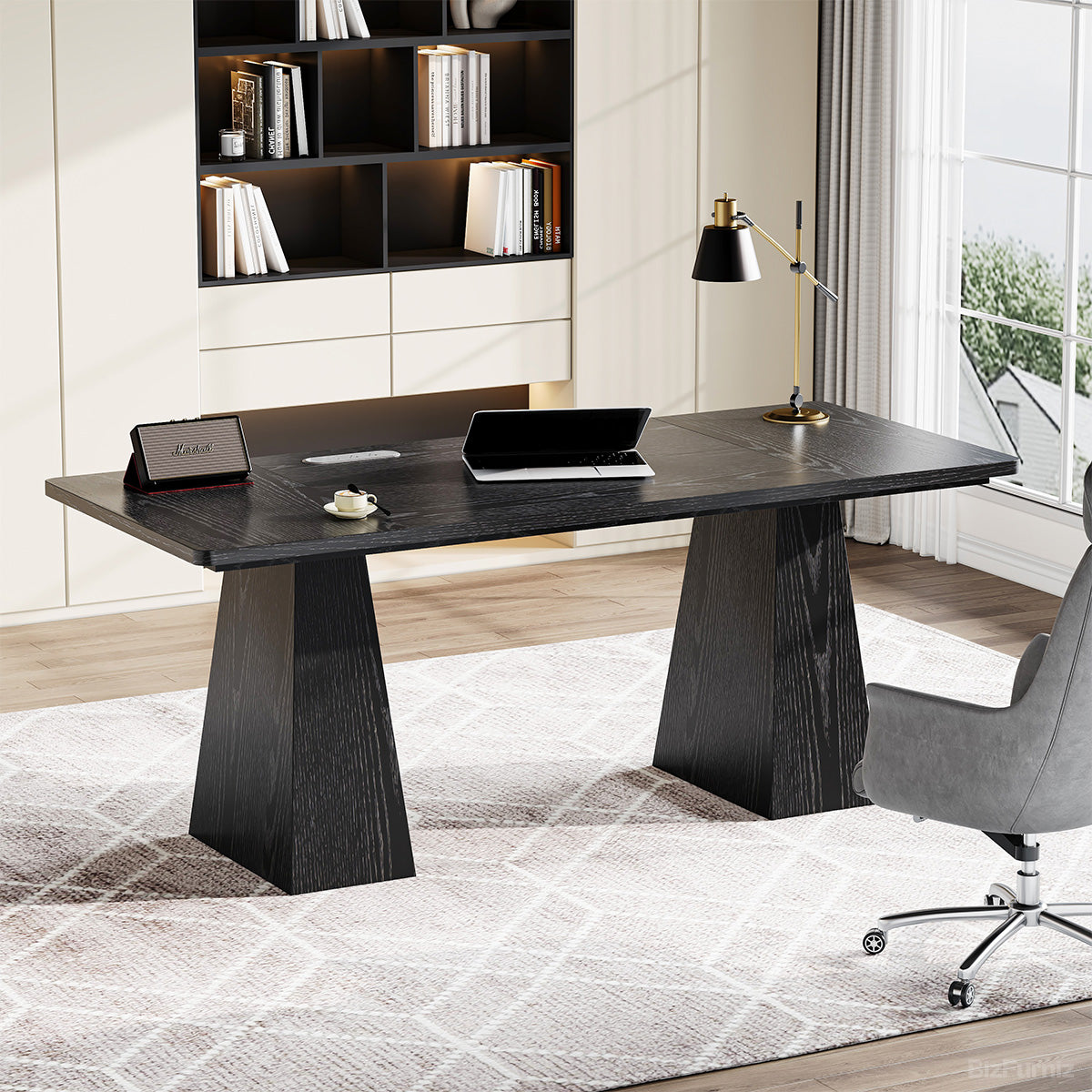 160cm Minimalist Wood Office Desk with Power Outlet for Workspaces/Home Offices product view 3