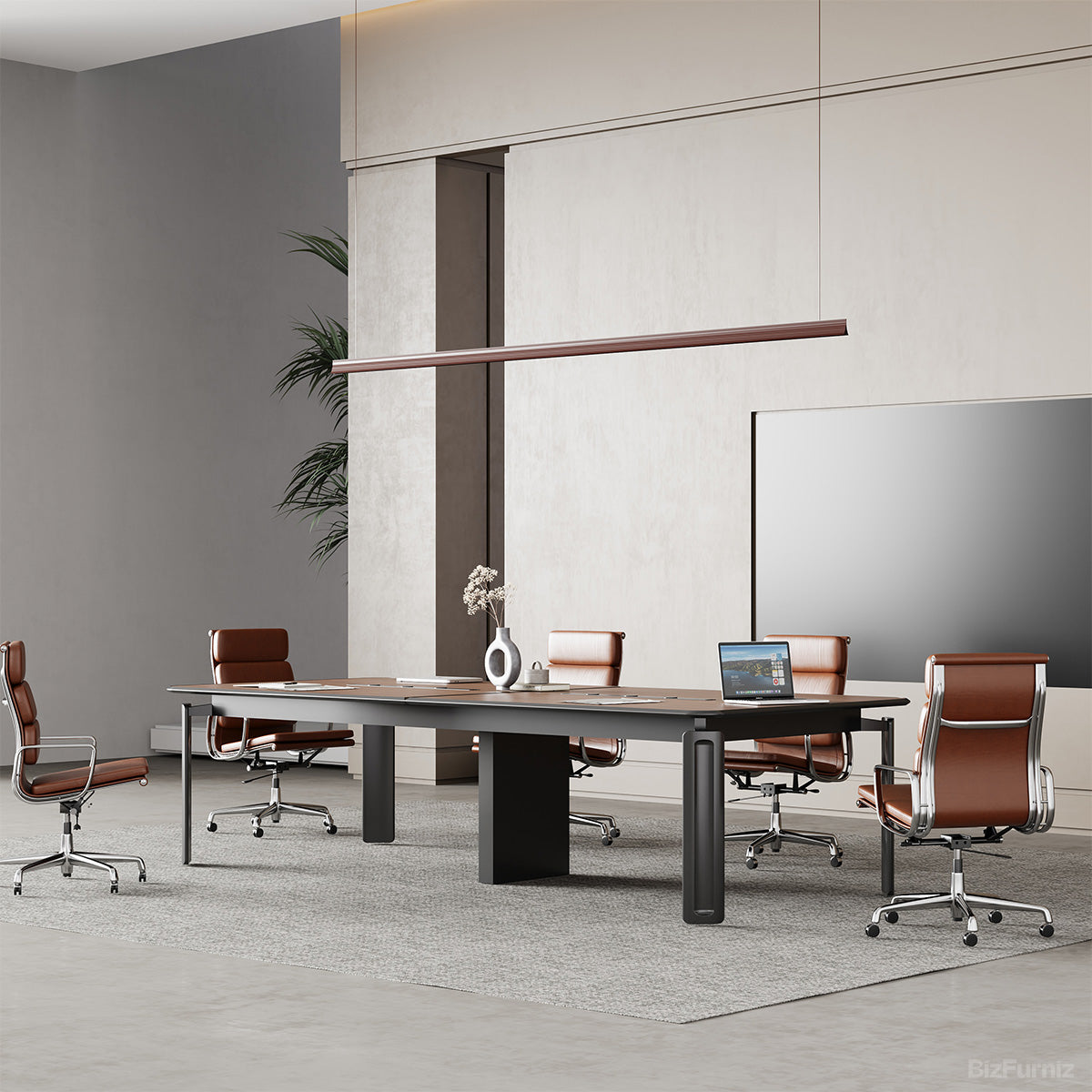 300cm Modern Conference Table with Built-In Power Rail for Meeting Rooms and Co-Working Spaces product view 3