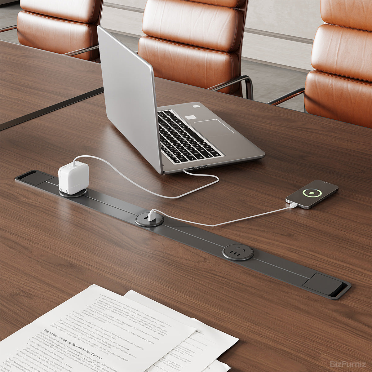 300cm Modern Conference Table with Built-In Power Rail for Meeting Rooms and Co-Working Spaces product view 6