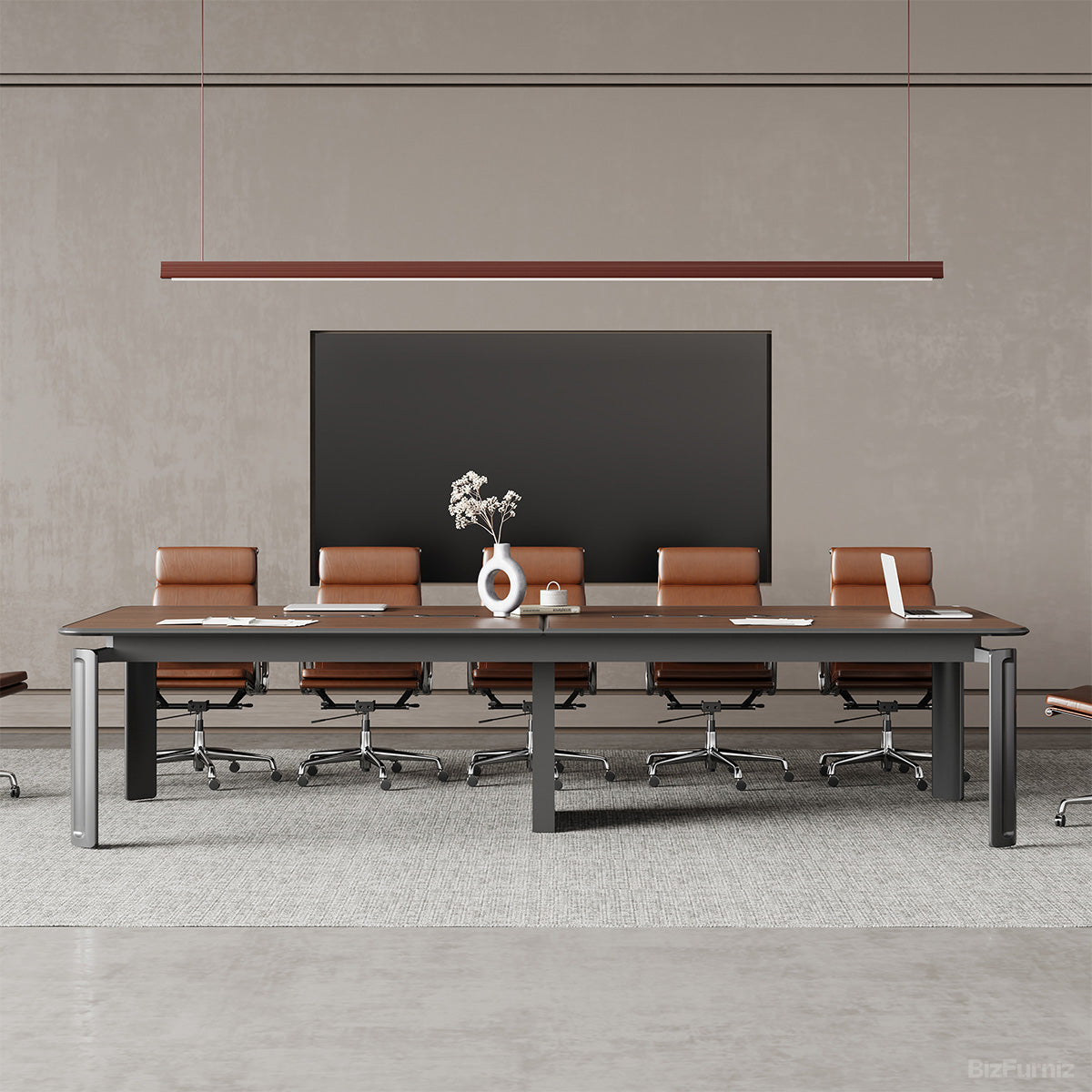 300cm Modern Conference Table with Built-In Power Rail for Meeting Rooms and Co-Working Spaces product view 2