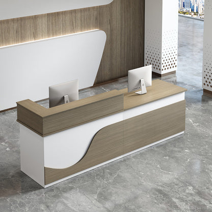 Sleek Modern Reception Desk with Raised Counter and Lockable Drawer for modern office workspace