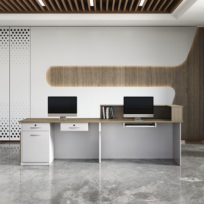 Sleek Modern Reception Desk with Raised Counter and Lockable Drawer product view 3