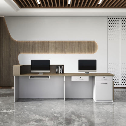 Sleek Modern Reception Desk with Raised Counter and Lockable Drawer product view 13