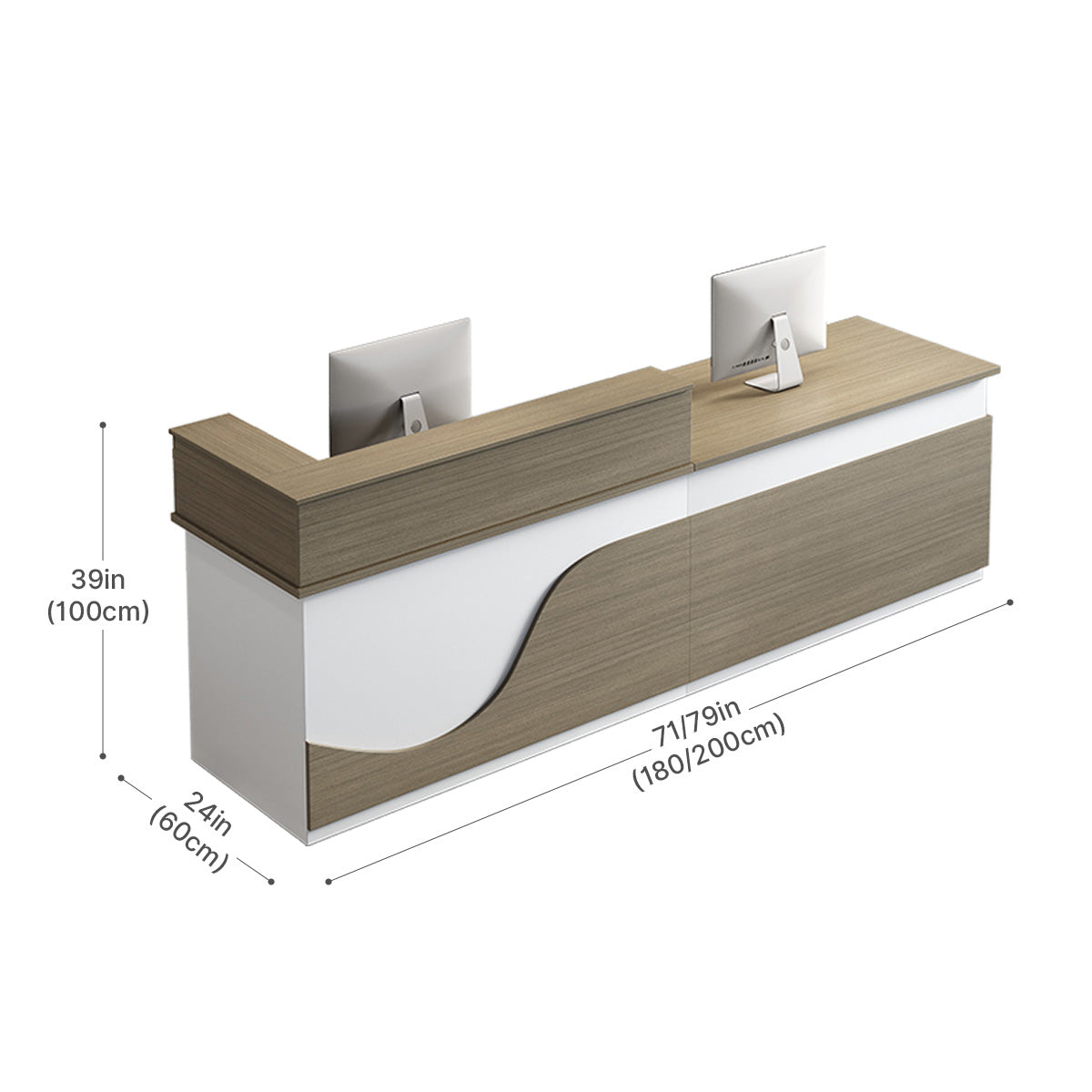 Sleek Modern Reception Desk with Raised Counter and Lockable Drawer product view 6