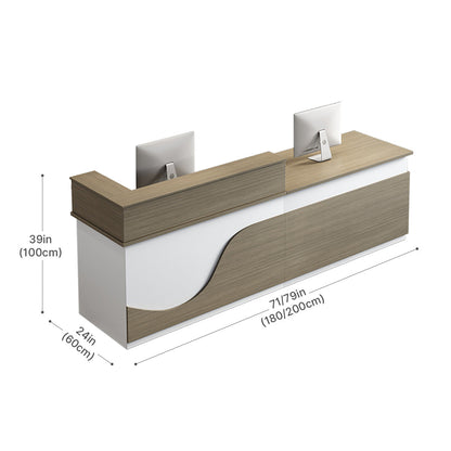Sleek Modern Reception Desk with Raised Counter and Lockable Drawer product view 6