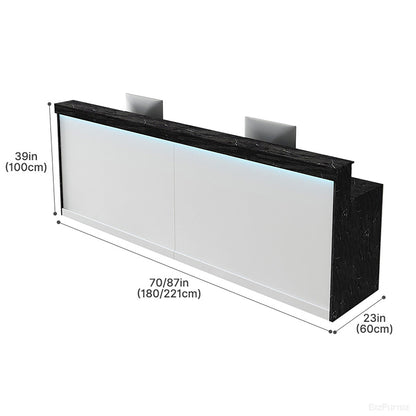 Wooden Reception Desk with Backlit Panel, Cabinet and Cable Management product view 12