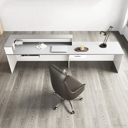 Sleek Reception Desk with Cable Grommet, Lockable Drawer and Keyboard Tray product view 26