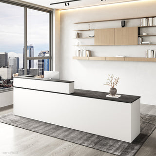 Sleek Reception Desk with Cable Grommet, Lockable Drawer and Keyboard Tray product view 2