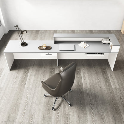 Sleek Reception Desk with Cable Grommet, Lockable Drawer and Keyboard Tray product view 21