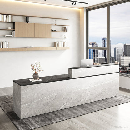 Sleek Reception Desk with Cable Grommet, Lockable Drawer and Keyboard Tray product view 13
