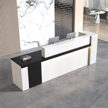 180cm Modern Reception Desk with Counter, Open Shelving and Lockable Drawer product view 2