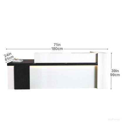 180cm Modern Reception Desk with Counter, Open Shelving and Lockable Drawer product view 4