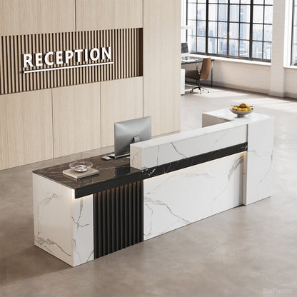 Modern Reception Desk with Counter Cable Management for Offices, Lobbies & Stores