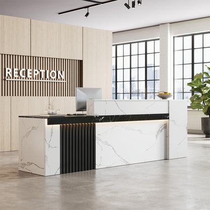 Modern Reception Desk with Counter Cable Management for Offices, Lobbies & Stores