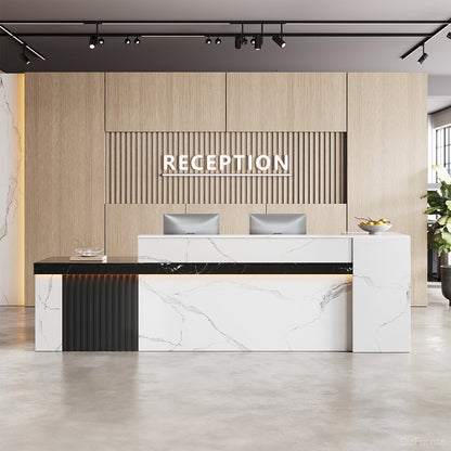 Modern Reception Desk with Counter Cable Management for Offices, Lobbies & Stores