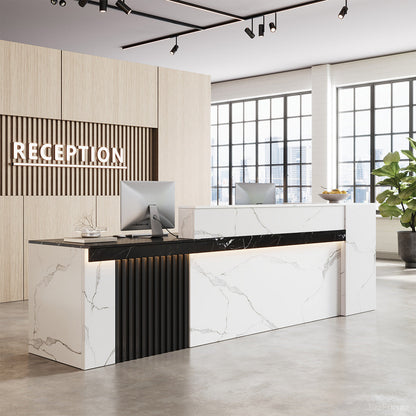 Modern Reception Desk with Counter Cable Management for Offices, Lobbies & Stores