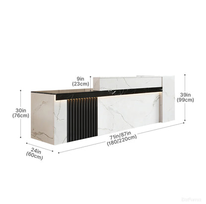 Modern Reception Desk with Counter Cable Management for Offices, Lobbies & Stores