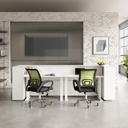320cm(L) Modern Reception Desk with Power Hub and Hidden Side Storage for Lobbies and Executive Reception Areas product view 2