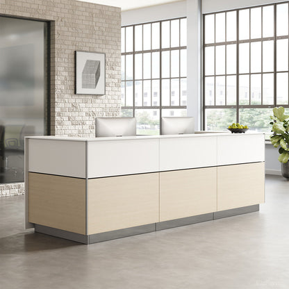 320cm(L) Modern Reception Desk with Power Hub and Hidden Side Storage for Lobbies and Executive for modern office workspace