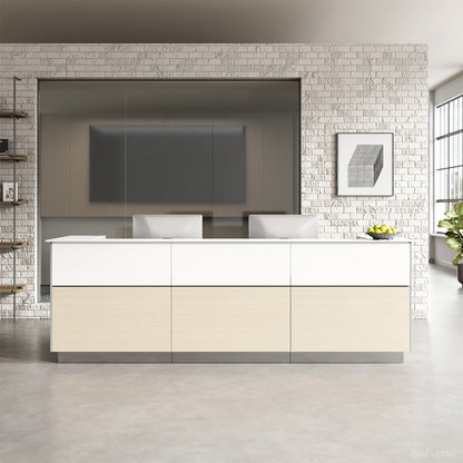 320cm(L) Modern Reception Desk with Power Hub and Hidden Side Storage for Lobbies and Executive Reception Areas product view 6