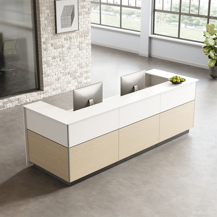 320cm(L) Modern Reception Desk with Power Hub and Hidden Side Storage for Lobbies and Executive Reception Areas product view 4