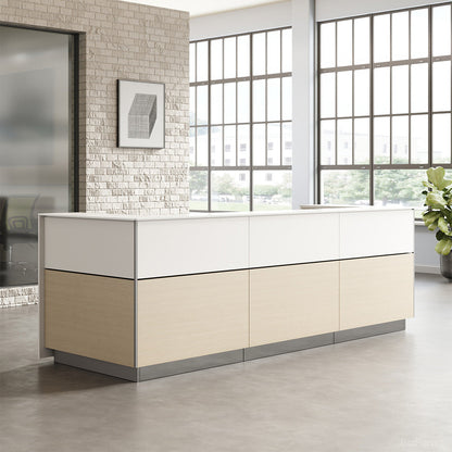 320cm(L) Modern Reception Desk with Power Hub and Hidden Side Storage for Lobbies and Executive Reception Areas product view 3