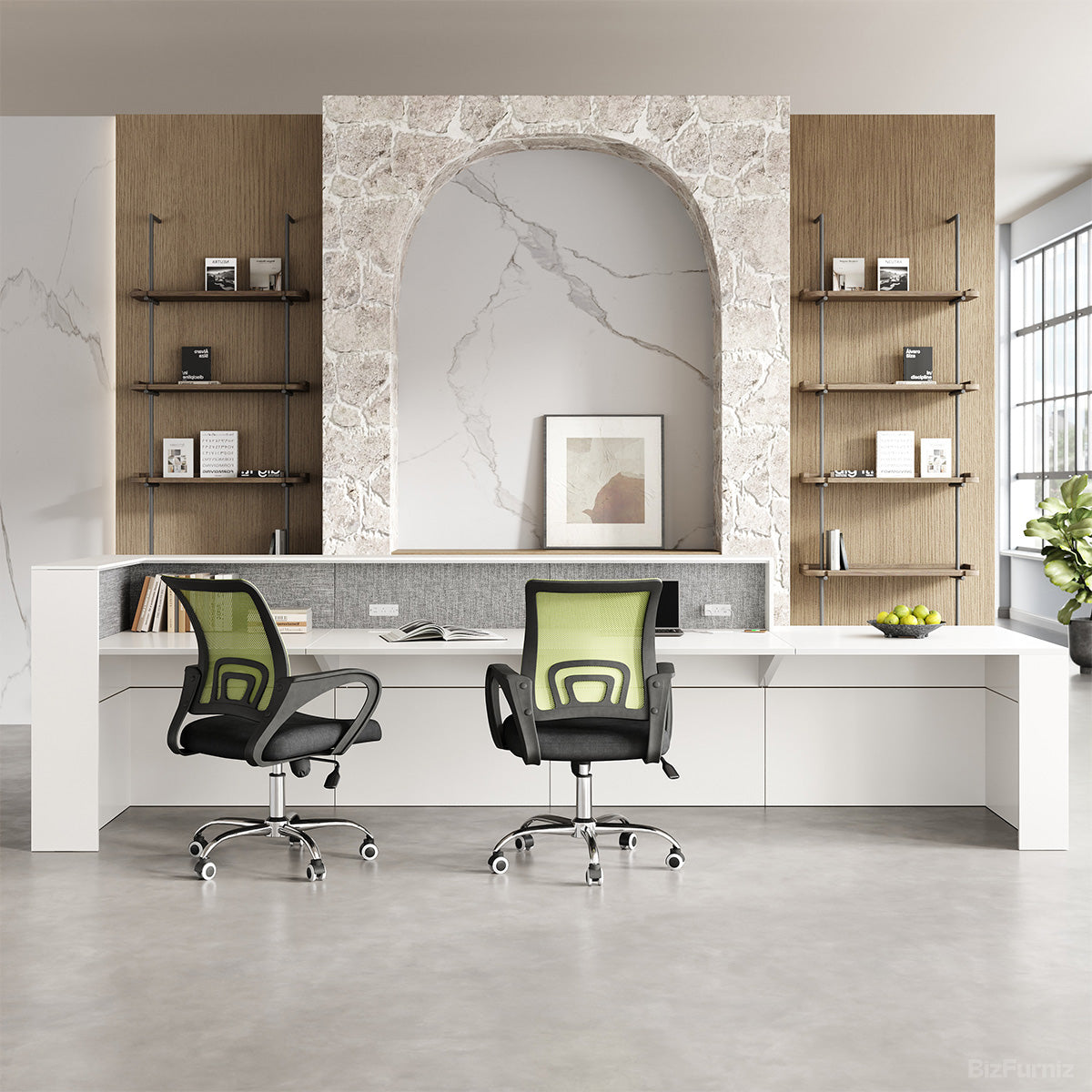 390cm(L) Professional Reception Desk with Sturdy Build and Integrated Power Hub for Modern Lobbies and Offices product view 2