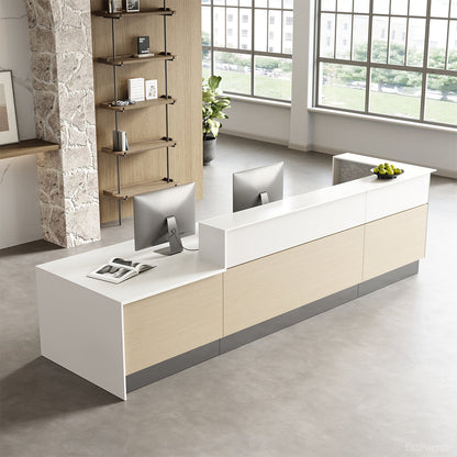 390cm(L) Professional Reception Desk with Sturdy Build and Integrated Power Hub for Modern Lobbies and Offices product view 3