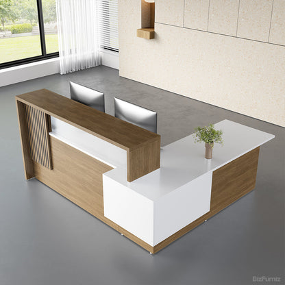 Overhead View of L-Shaped Reception Desk