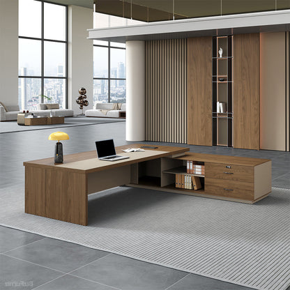 200cm(L)-shaped Executive Desk with USB Port and Reversible Cabinet product view 3