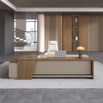 200cm(L)-shaped Executive Desk with USB Port and Reversible Cabinet product view 2