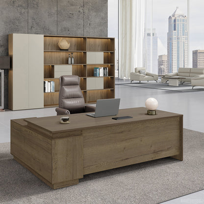 160cm(L)-shaped Executive Desk with Built-in Power Outlet and Reversible Side Cabinet product view 7