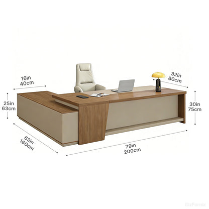 200cm(L)-shaped Executive Desk with USB Port and Reversible Cabinet product view 4
