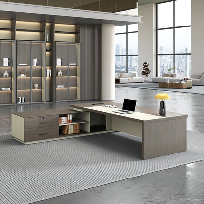 L-shaped Executive Desk with Power Hub, Side Cabinet and Lockable Drawer product view 8