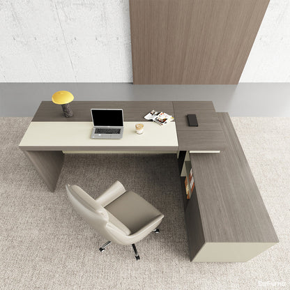 L-shaped Executive Desk with Power Hub, Side Cabinet and Lockable Drawer product view 4