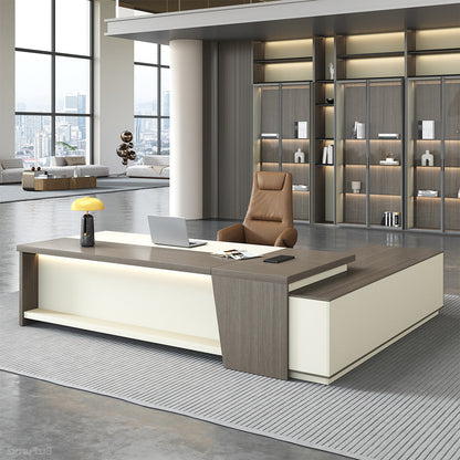 L-shaped Executive Desk with Power Hub, Side Cabinet and Lockable Drawer product view 2