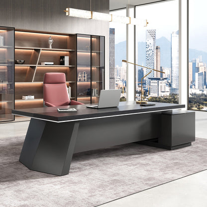 L-shaped Executive Desk with Cable Management and Side Cabinet product view 12