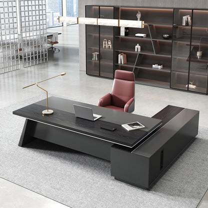 L-shaped Executive Desk with Cable Management and Side Cabinet product view 11