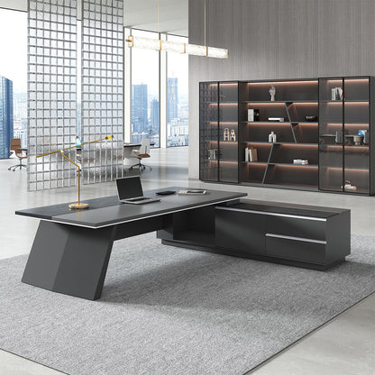 L-shaped Executive Desk with Cable Management and Side Cabinet product view 4
