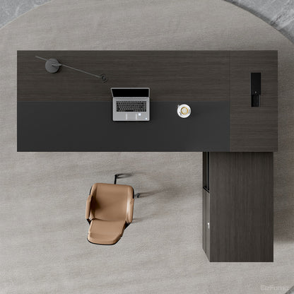 Reversible L-shaped Executive Desk with Dual USB Ports and AC Outlet product view 5