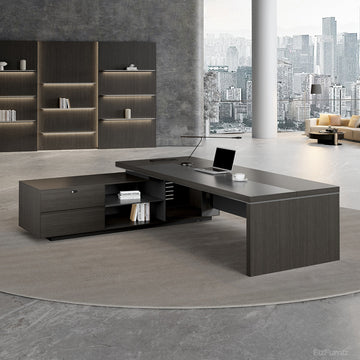 Reversible L-shaped Executive Desk with Dual USB Ports and AC Outlet product view 2